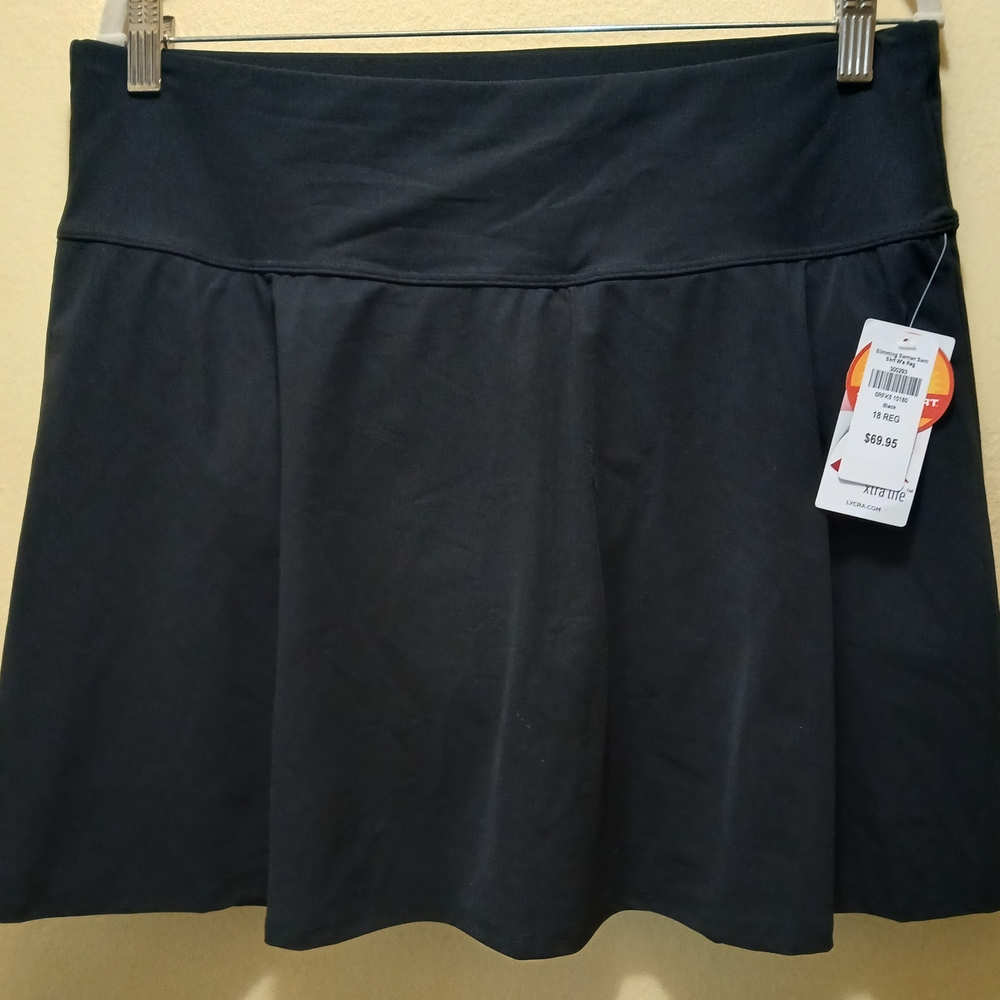 Black Athletic Mini Skater Swim Skirt